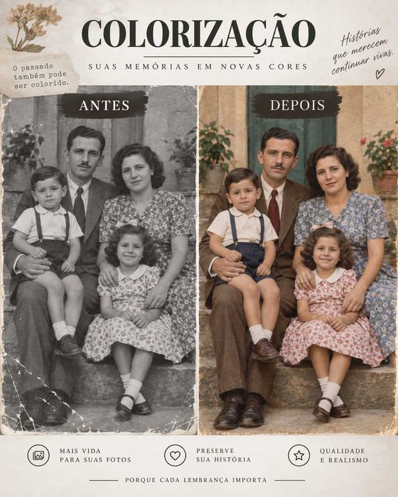 Restauro + colorização de fotos antigas