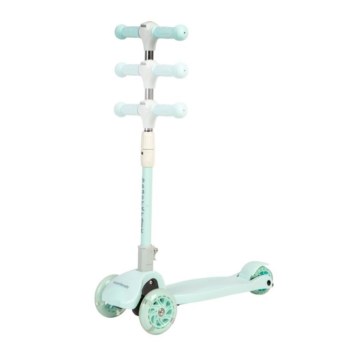 Seledynowa balansowa hulajnoga składana trójkołowa z kołami LED