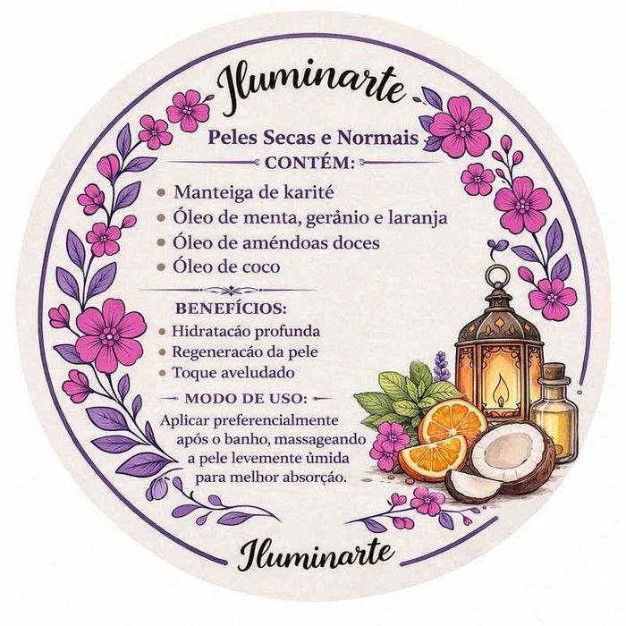 Manteiga Corporal Pele Seda  gerânio, laranja e menta artesanal