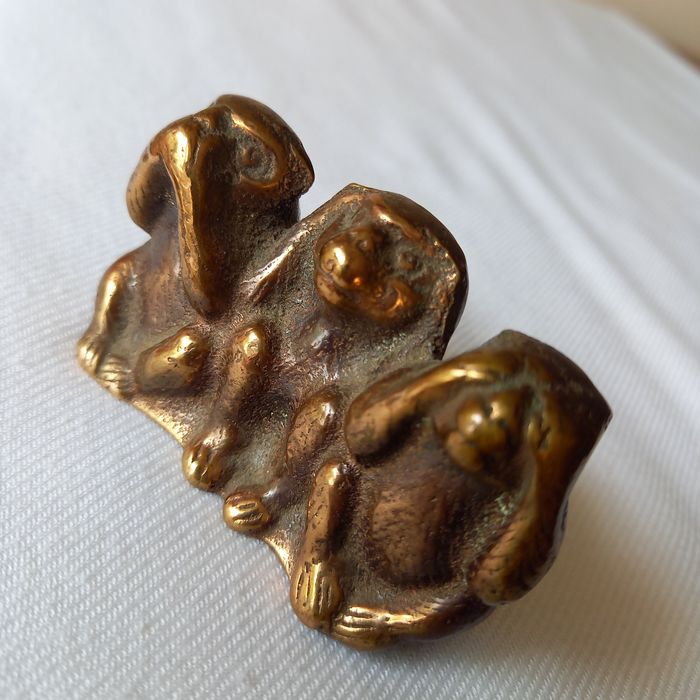 Brąz, stara figurka TRZY MAŁPY.