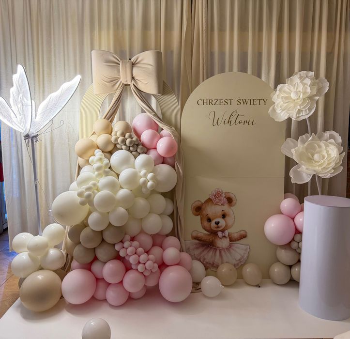 Scianka do zdjęć, ścianka na chrzciny, komunię. balonowa cekinowa