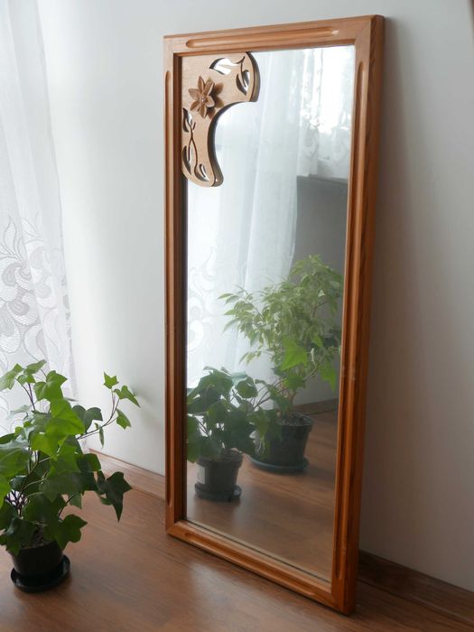 Lustro drewniana rama retro prl