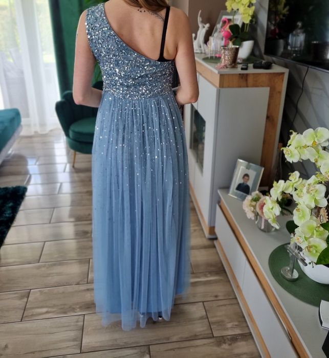 Maya deluxe cekiny tiul  nowa ML niebieska