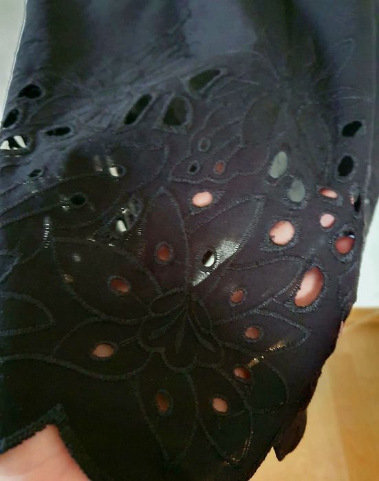 Sukienka plażowa Calzedonia s/m letnia czarna bawełna chwosty koraliki