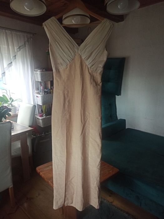 Damski komplet suknia żakiet szal r. M/L