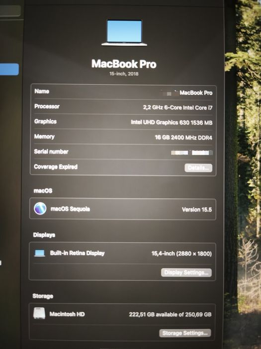 MacBook Pro 15 I7 16GB
