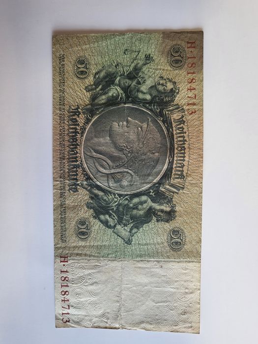 50 finingów ze znaczkiem Hitler i pieczątką III Rzeszy Rarytas