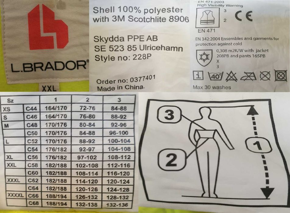 Куртка рабочая , сигнальная флисовая . L.BRADOR на рост 182-188 см .