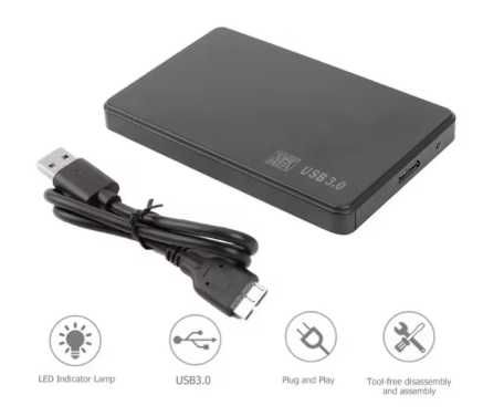 Caixa de disco rígido externo 2.5 " USB 3.o Preta ou Transparente