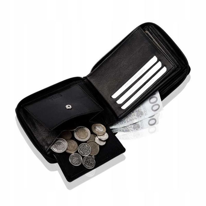 Portfel Męski BETLEWSKI Czarny Skóra Naturalna Bez Zapięcia RFID