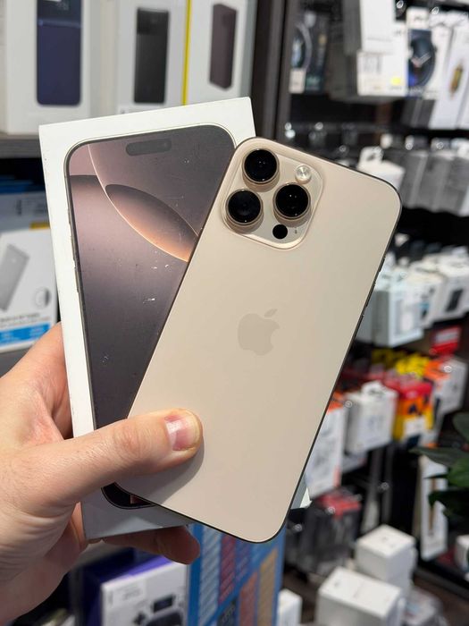 б/у iPhone 16 Pro Max 256GB (Desert Titanium) (Дуже гарний стан) (e-Sim), АКБ 94%