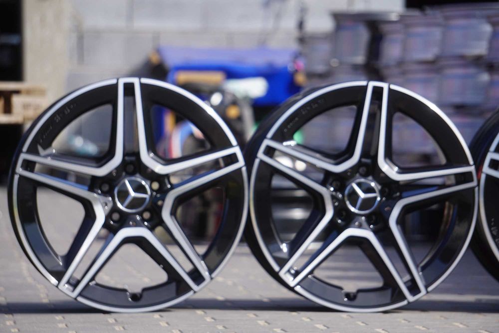 Alufelgi oryginał Mercedes AMG W177 5x112 7,5Jx18 et49 cb66,6mm w czarnym lakierze, front cnc, nowe dekielki
