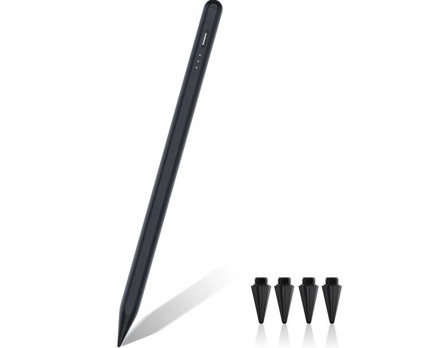 Stylus-Pen Rysik do iPada, USB-C - Ładowanie Magnetyczne Czarny 4 końcówki