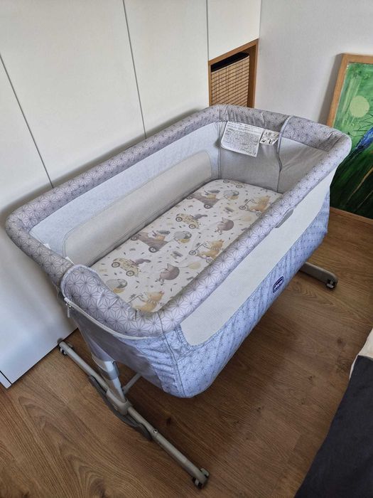 Łóżeczko dostawne Chicco Next2Me + Materac + 3 Prześcieradła! Stan bdb