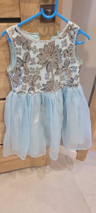 Sukienka niebieska elsa błyszcząca 122 cm dla dziewczynki
