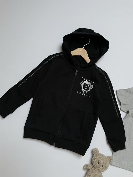98 104 George czarna bluza dresowa rozpinana ciepła + koszulka tshirt