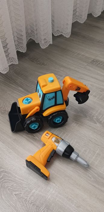 Koparka Koparko Ładowarka Moje Pierwsze JCB Odkręcane Śruby Wiertarka Wkrętarka Teamsterz