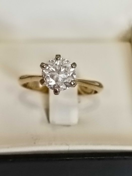 Złoty pierścionek 585 z brylantem 1,40ct (certyfikat )wzór Tiffany