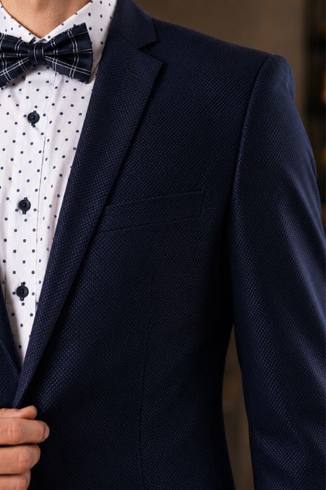 Garnitur meski mlodziezowy granat kropki slim elegancki 182/84/76 bierzmowanie egzaminy