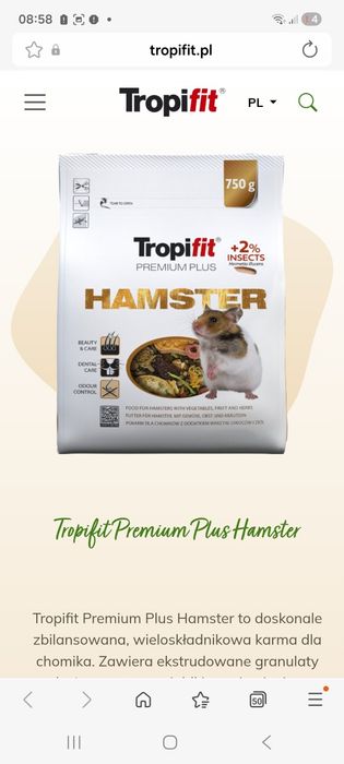 Tropifit premium karma dla chomików