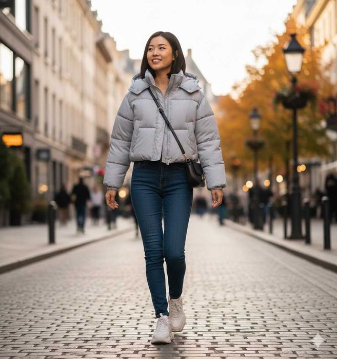 Куртка укорочена пуффер pull&bear стьобана пуховик