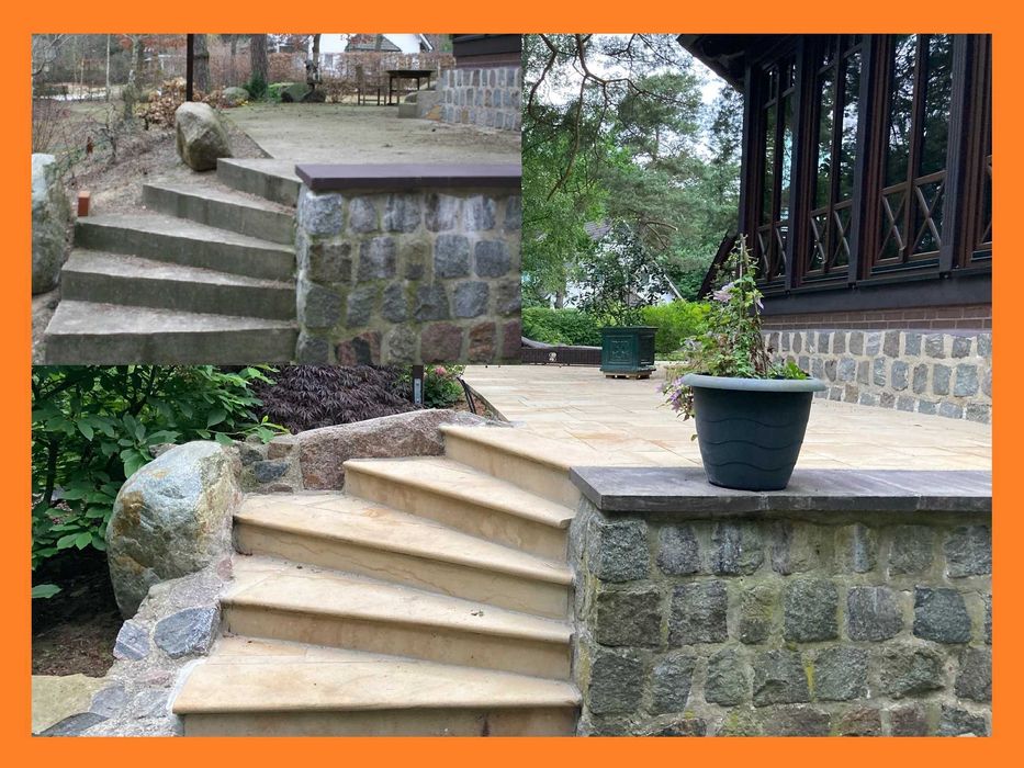 52. Stopnica z piaskowca | Półwałek |100×37×6 cm| Okładzina schodowa |