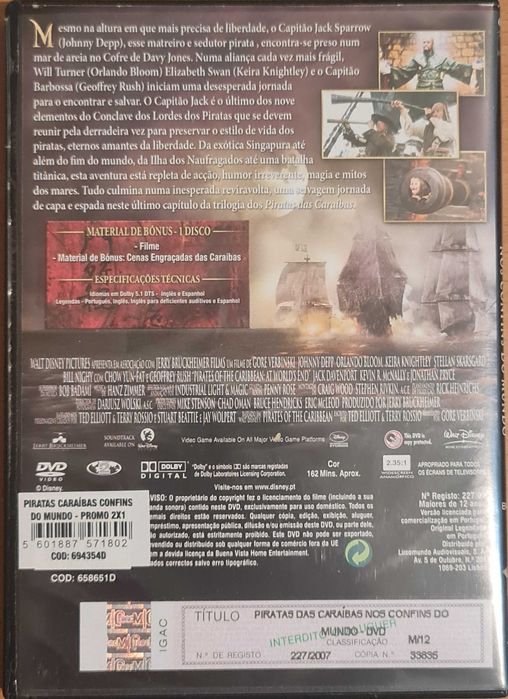 Filme DVD original "Pirata das Caraíbas - Nos Confins do Mundo"