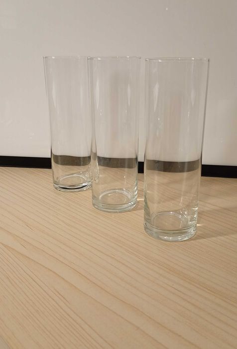 Wysokie, chude szklanki do napojów, 3 szt. 250 ml.