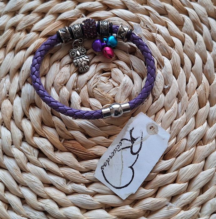 Nowy rzemień bransoletka z charmsami zawieszkami sowa dzwoneczki