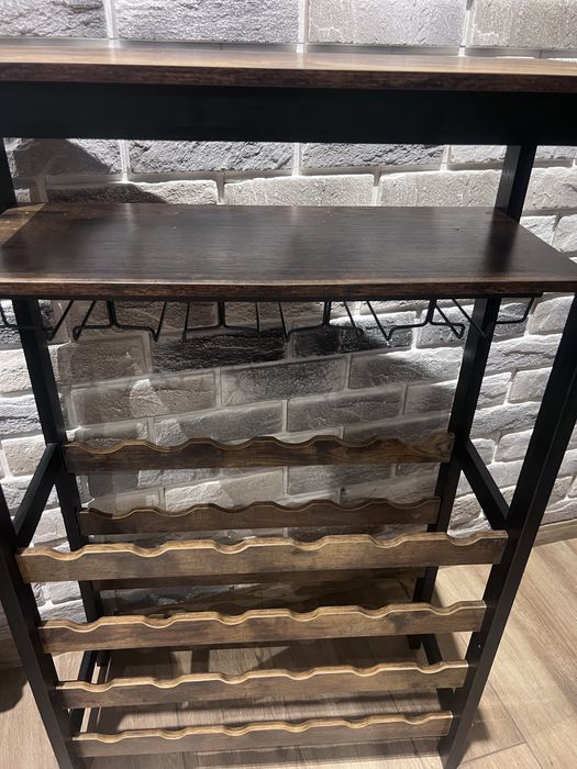 Stojak na wino i kieliszki Loft industrialny