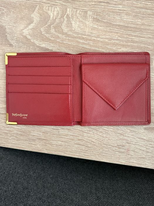 вінтажний червоний шкіряний гаманець Yves Saint Laurent