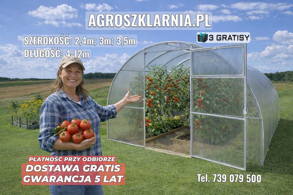 Szklarnia z poliwęglanu 3x4 3x6 3x8 mocna stal ocynkowana