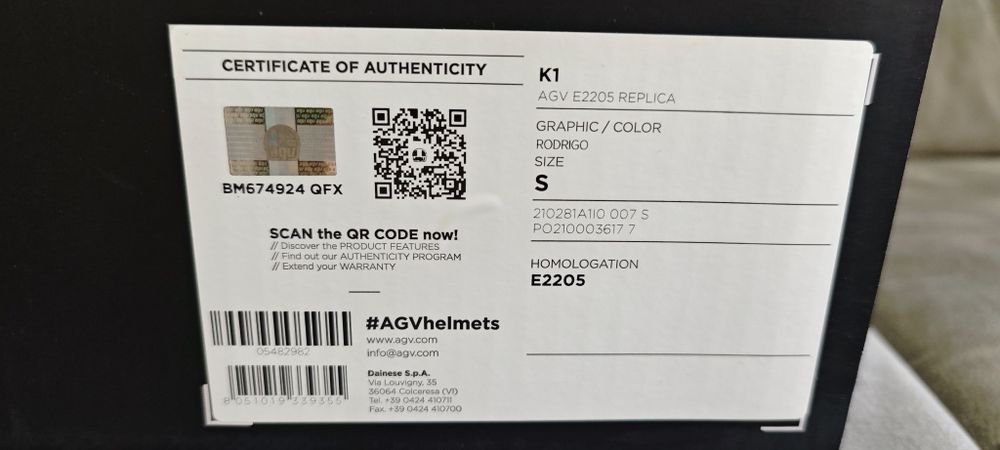 Capacete AGV K1 Replica Rodrigo – Tamanho S (Como Novo)