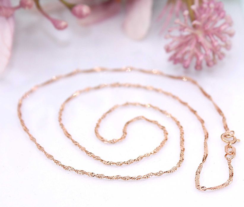 Złoty łańcuszek p.585/1,00g - splot Singapur - różowe złoto