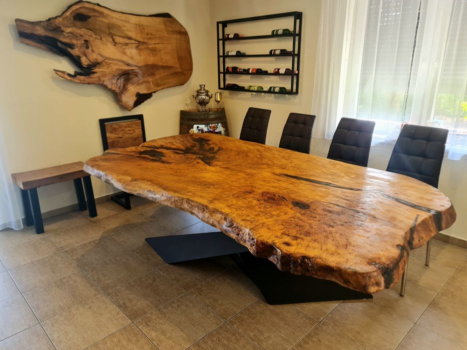 Stół drewniany z naturalną krawędzią rustykalny  dębowy z jesionu