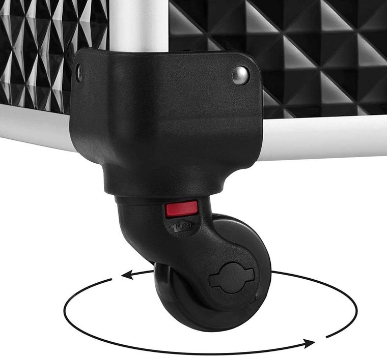 Mala para maquilhagem profissional, com 4 rodas, cor preta