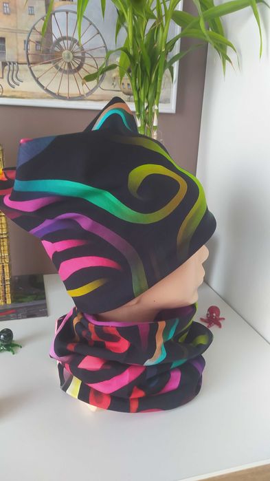 Czapka komin komplet damski