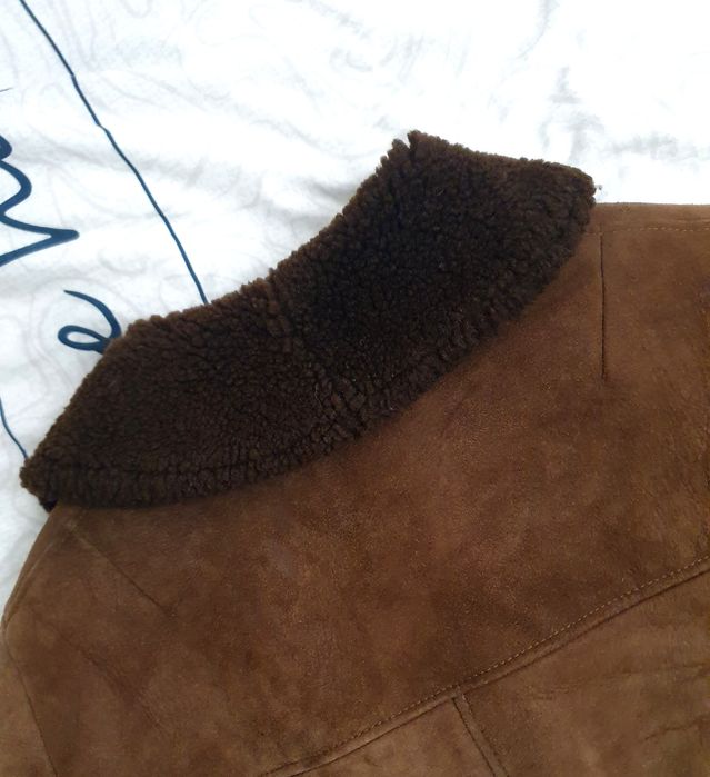 Piękny kożuch męski r. L naturalny zimowy ciepły