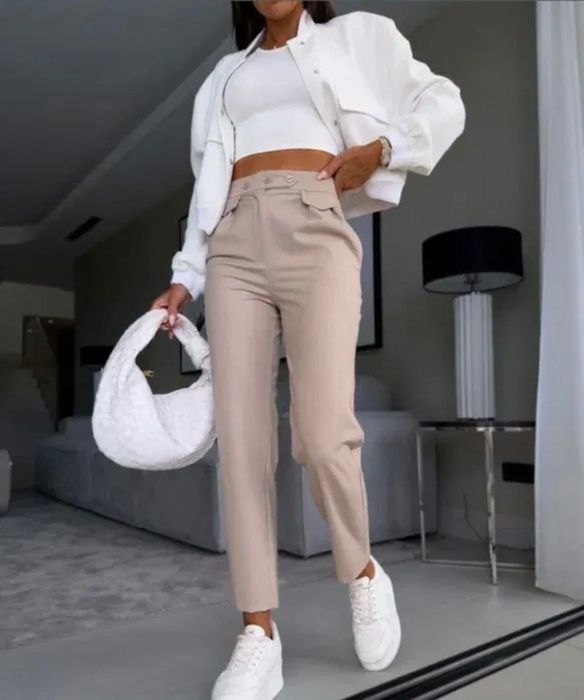 Spodnie eleganckie beżowe Roz.M/L NOWE