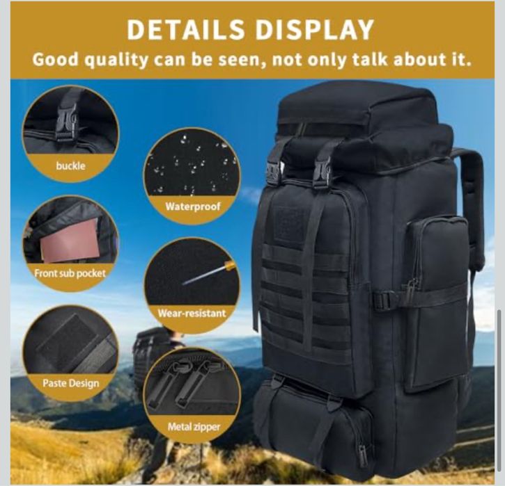 Plecak turystyczny, plecak kempingowy 80 l, wodoodporny