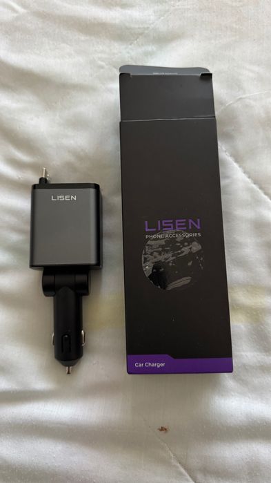 LISEN Carregador de carro carregamento rápido retrátil 84 W
