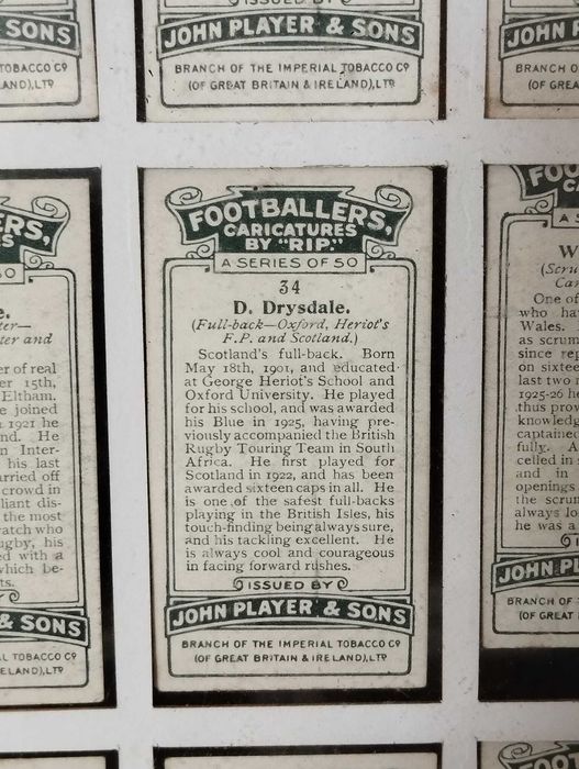 Quadro Jogadores Rugby - 50 Cartões Antigos