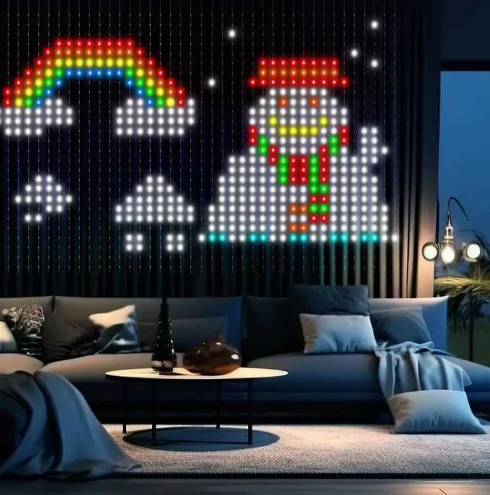 умная гирлянда штора  3х2м, 400 светодиодный rgb, SKF 8 Bluetooth