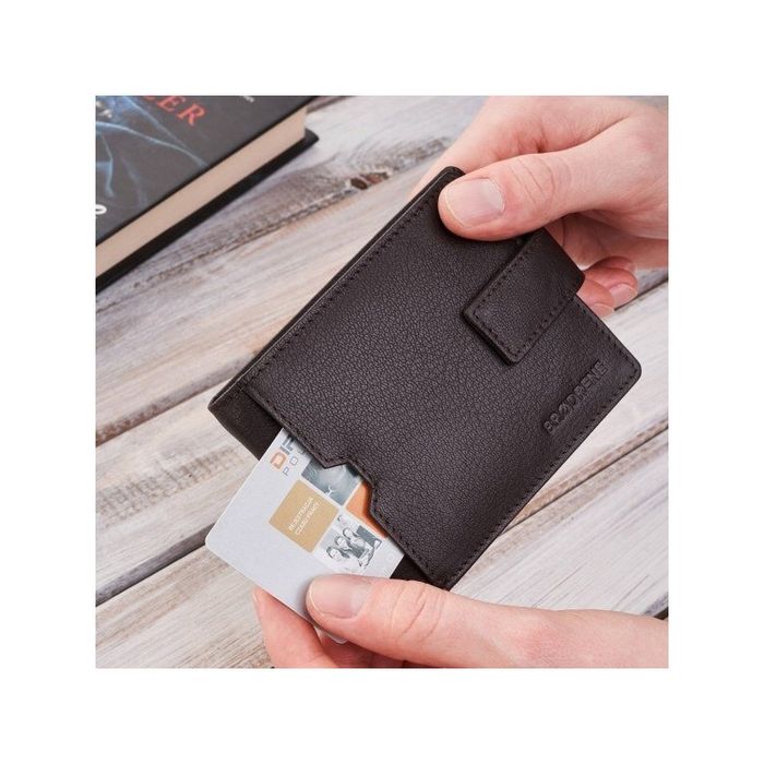 Portfel męski mały skórzany brązowy RFID Brodrene G-109MN/BR