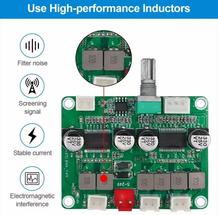 Усилитель мощности аудио TPA3118. 2,1 підсилювач потужності 2*30+60W.