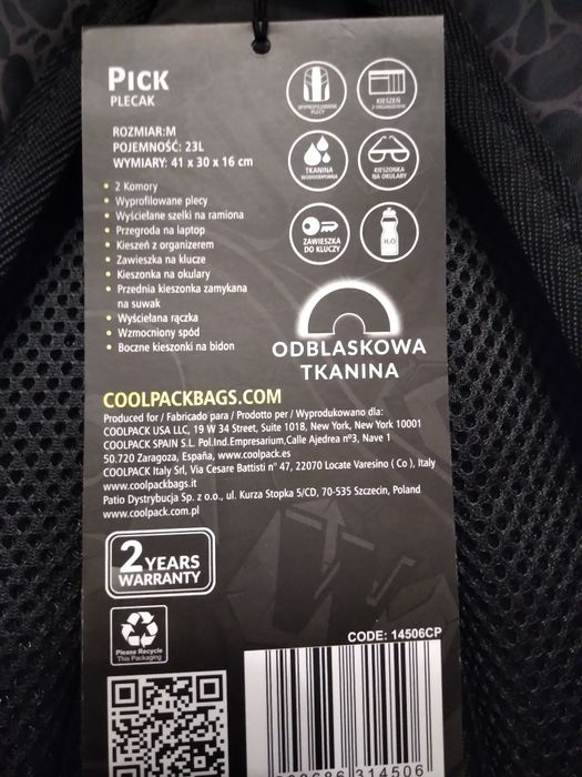 Plecak młodzieżowy nowy