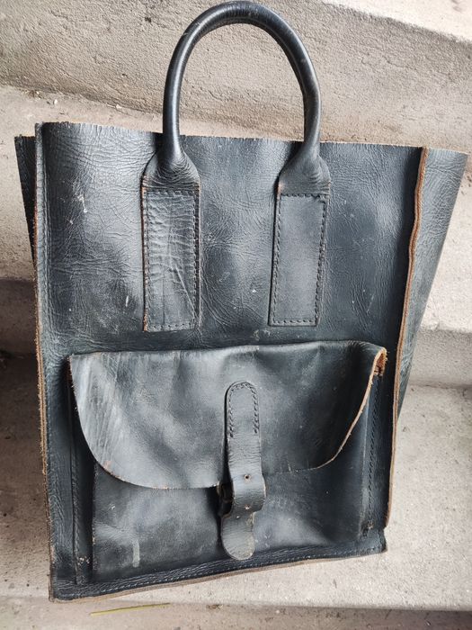 Duża skórzana torebka Shopper stara Vintage