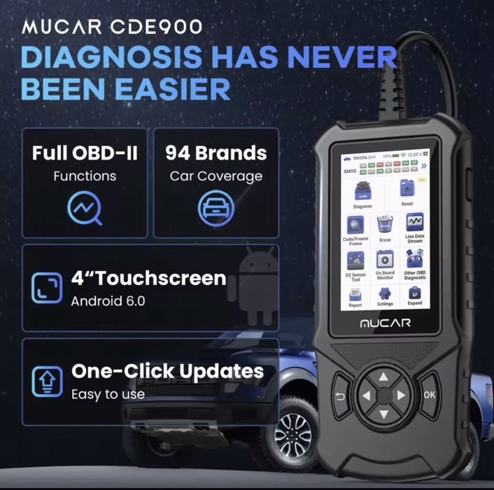 Leitor diagnoticos touchscreen OBD/OBDII CDE900 MUCAR