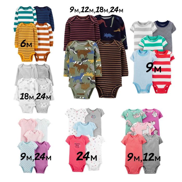 Бодіки, боді Сarters 9м, 12м,18м, 24м Картерс на дівчинку, хлопчика