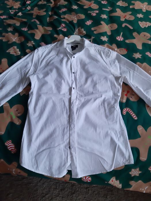 Koszula hm męska Premium M Slim fit kolekcja jakość biała klasyk tkmax
